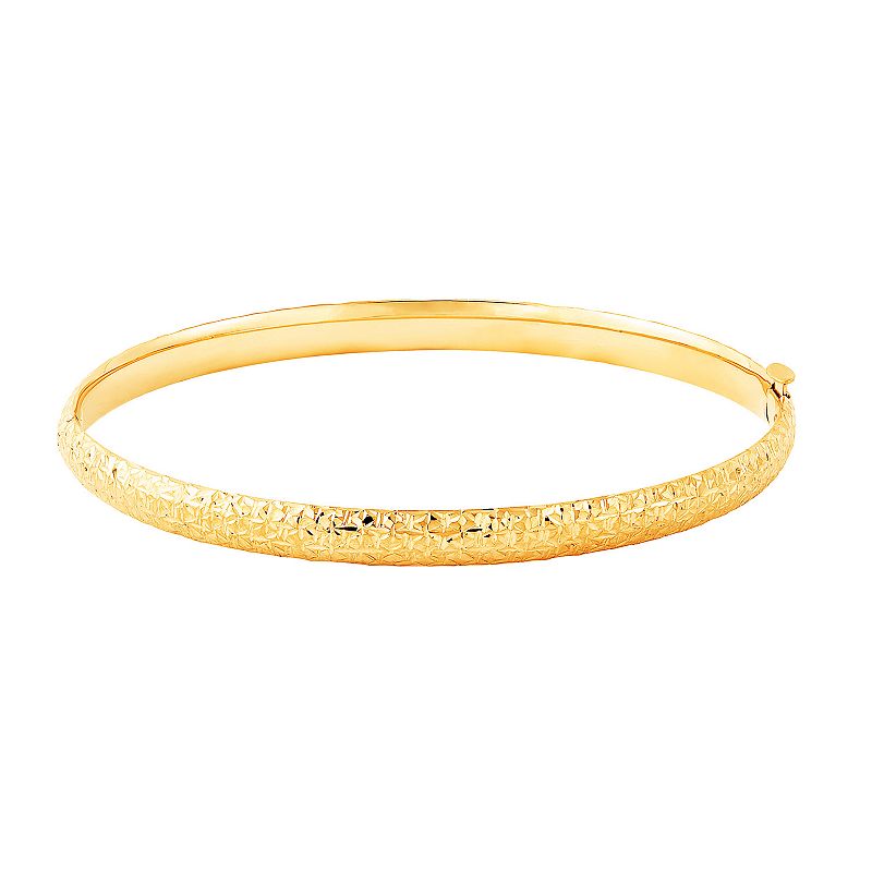 Everlasting Gold 10k Gold Textured Hinged Bangle Bracelet, Womens, Size: 