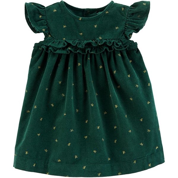 Baby Girl Carter's Bow Print Corduroy Holiday Dress