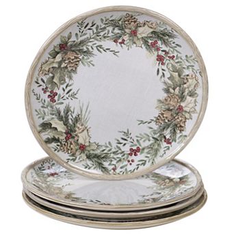 Certified International Holly & Ivy 4 pc Dinner Plate Set