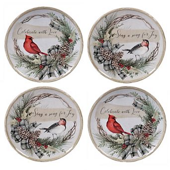 Certified International Holly & Ivy 4 pc Dessert Plate Set