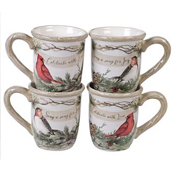 Certified International Holly & Ivy 4 pc Mug Set