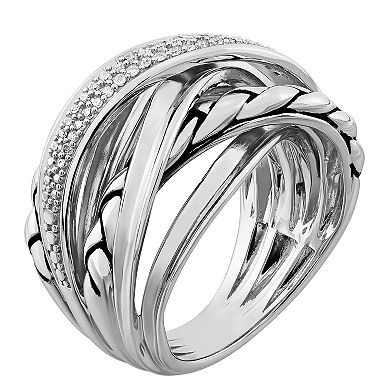 Sterling Silver 1/6 Carat T.W. Diamond Crossover Ring