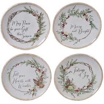 Certified International Holly & Ivy 4 pc Canape Plate Set