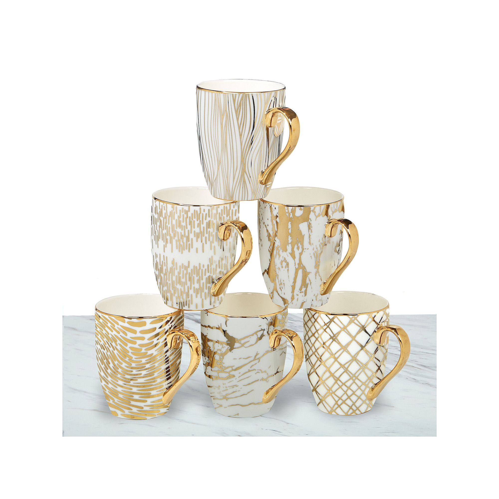 Certified International Matrix 6-pc. Gold Plated Mug Set, Multi