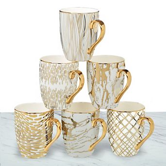 Certified International Matrix 6 pc Gold Plated Mug Set