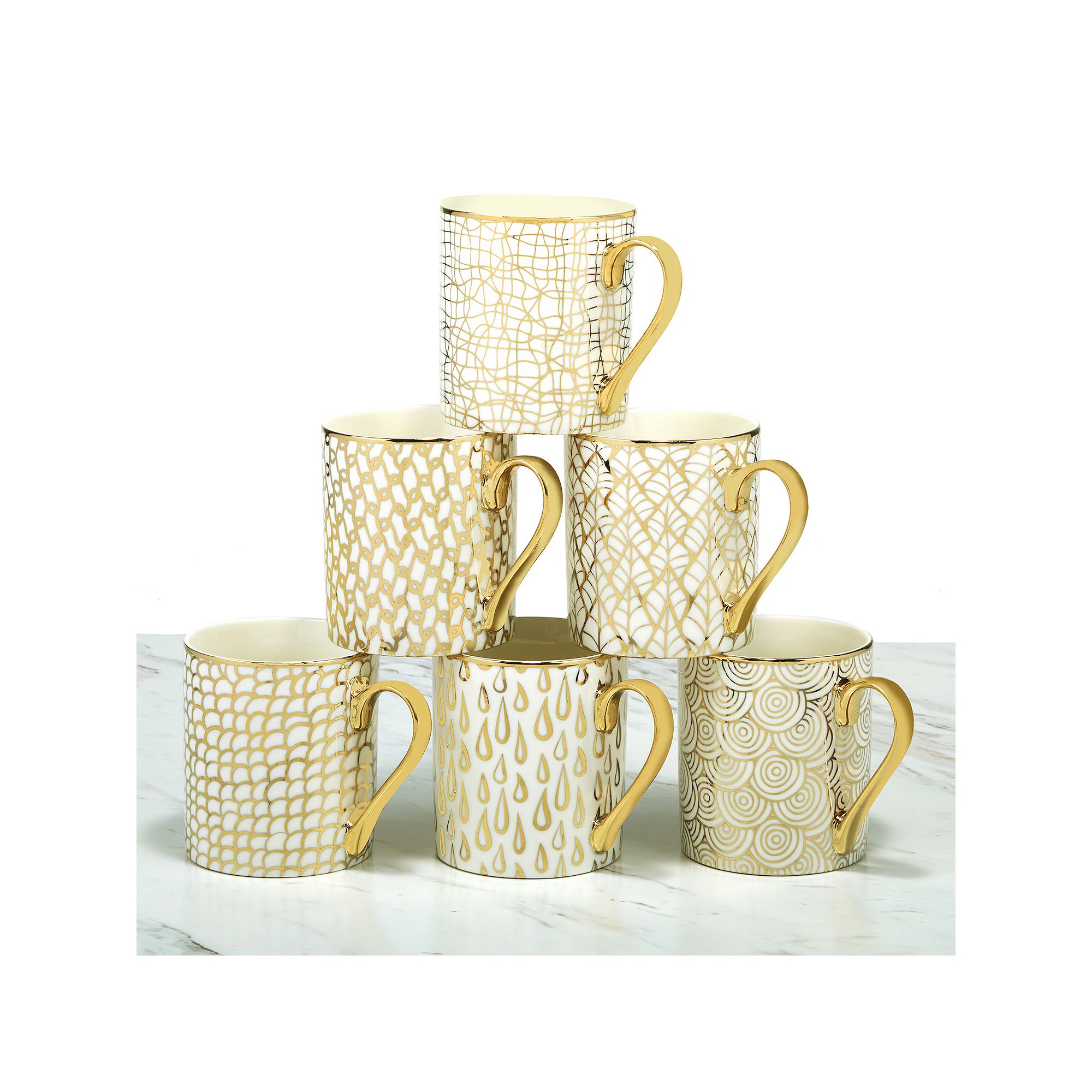 Certified International Mosaic 6-pc. Gold Plated Mug Set, Multi