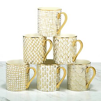 Certified International Mosaic 6 pc Gold Plated Mug Set