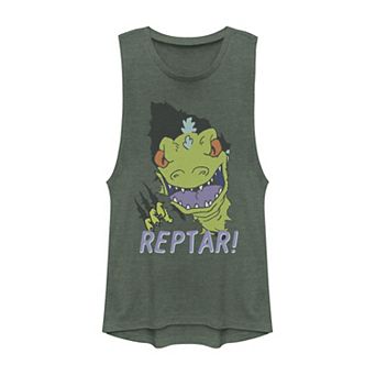 Juniors Rugrats Reptar Cut Through Portrait Muscle Tank Top