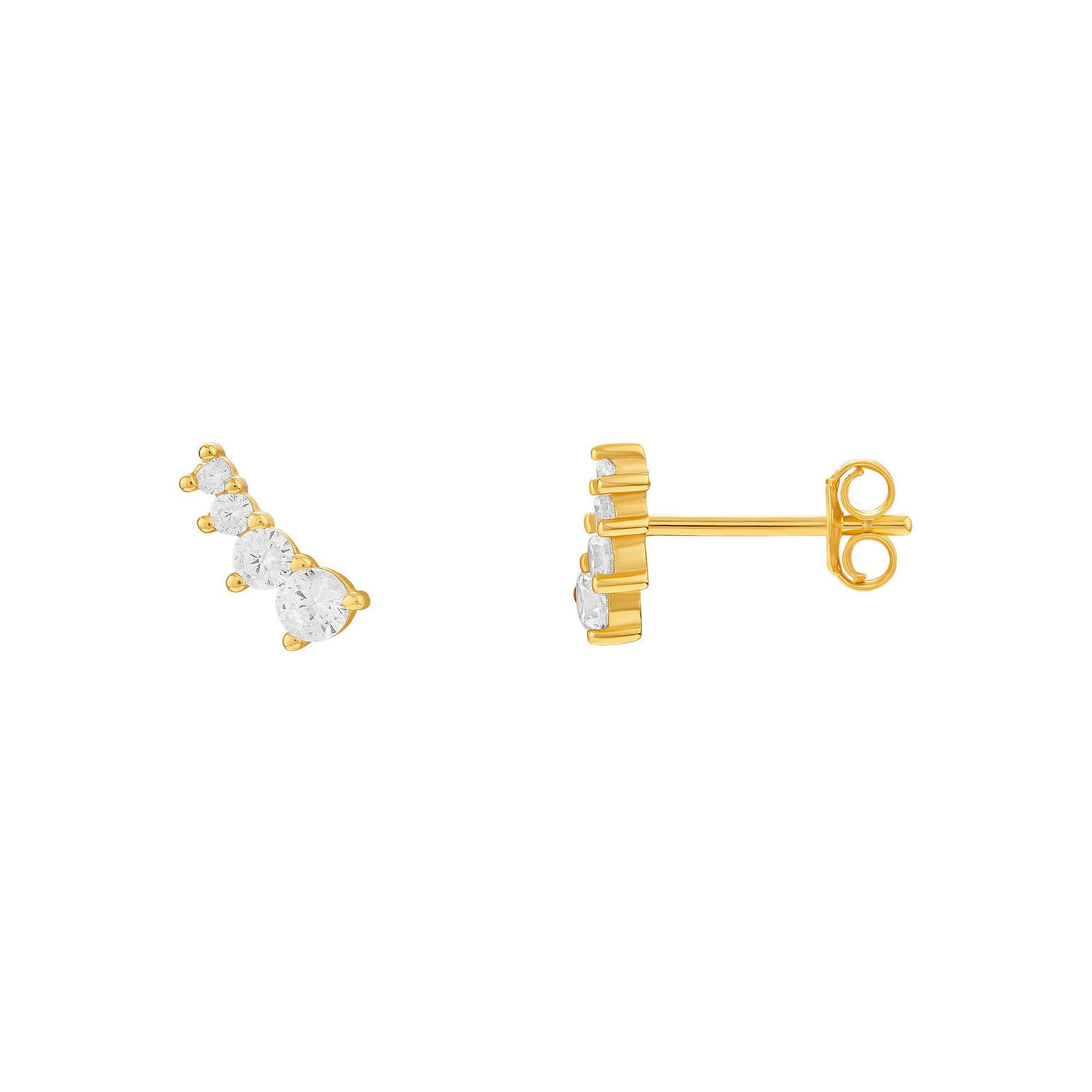 PRIMROSE Sterling Silver Cubic Zirconia Graduated Curved Stud Earrings, Wom