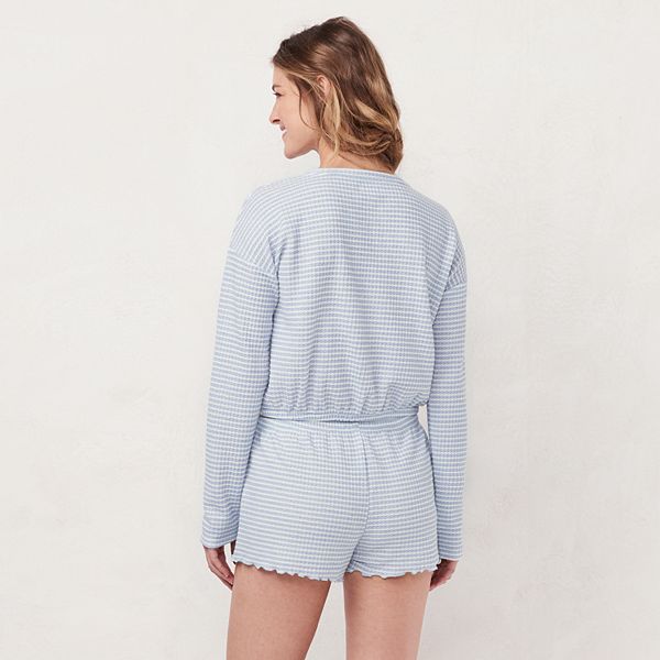 Women's LC Lauren Conrad Thermal Crop Pajama Top & Pajama Shorts Set