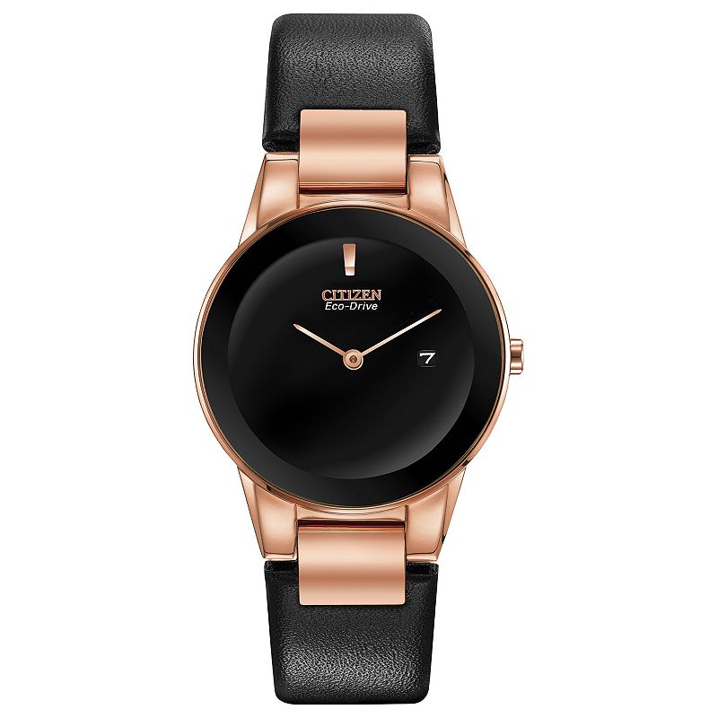 Citizen Eco-Drive Women's Axiom Black Leather Watch - GA1058-16E, Size: Small