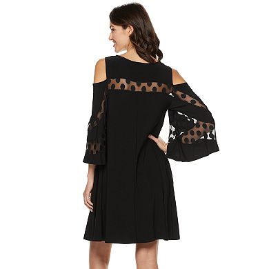 Women's Nina Leonard Lace Cold-Shoulder Shift Dress