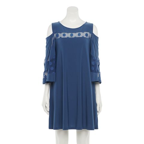 Женские платья Nina Leonard Women's Nina Leonard Lace Cold-Shoulder Shift Dress