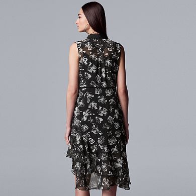 Petite Simply Vera Vera Wang Print Ruffled Shirt Dress