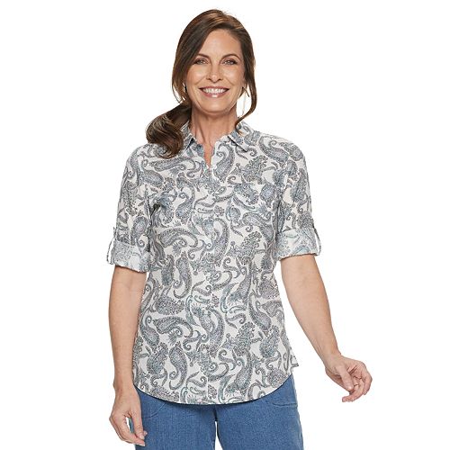 Women's Croft & Barrow® Button Front Roll-Tab Shirt