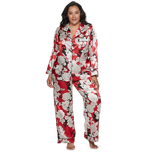 Plus Size Apt 9® Satin Shirt And Pants Pajama Set