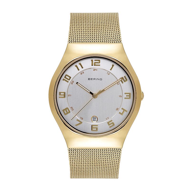 BERING Womens Classic Gold Tone Stainless Steel Mesh Watch - 11937-334, Si