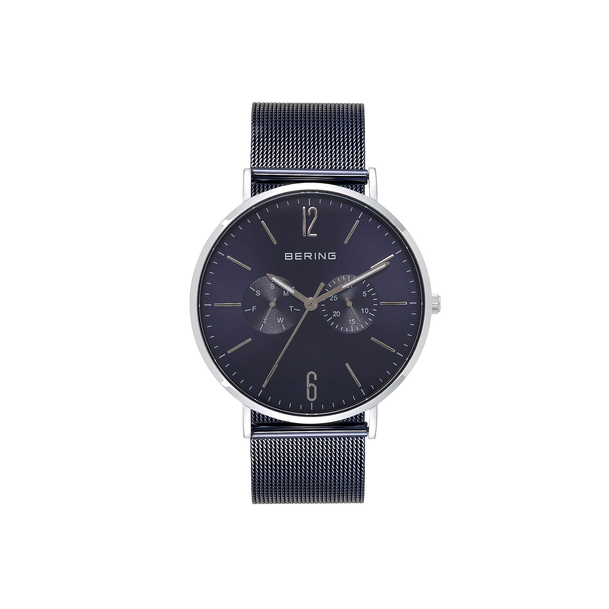BERING Mens Classic Two Tone Stainless Steel Mesh Watch - 14240-303, Size:
