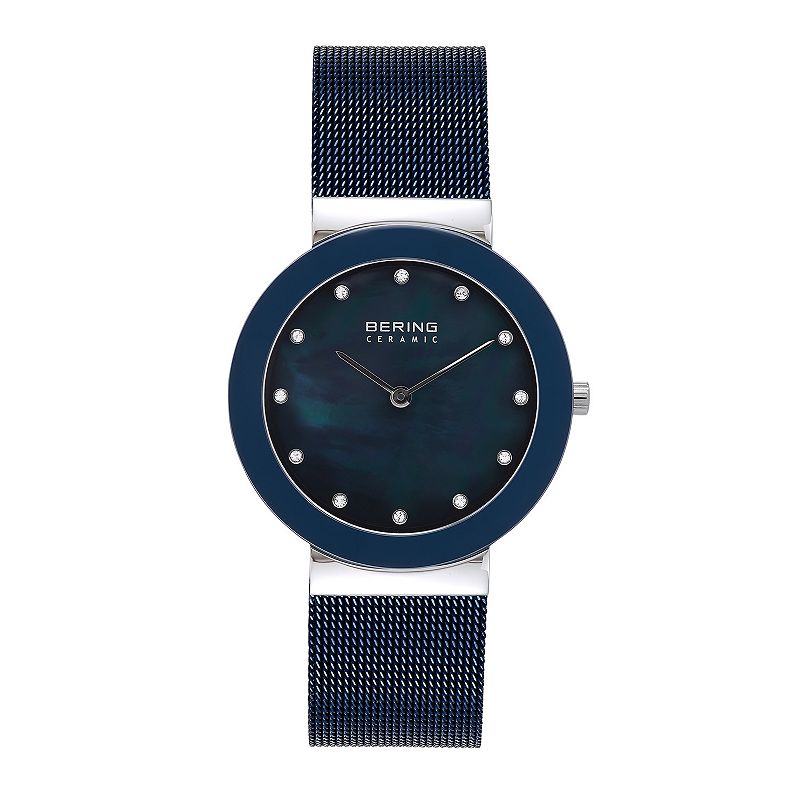 BERING Women's Crystal Accent Ceramic Watch - 11435-387, Size: Medium, Blue