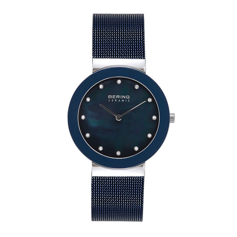 BERING Womens Crystal Accent Ceramic Watch - 11435-387, Size: Medium, Blue