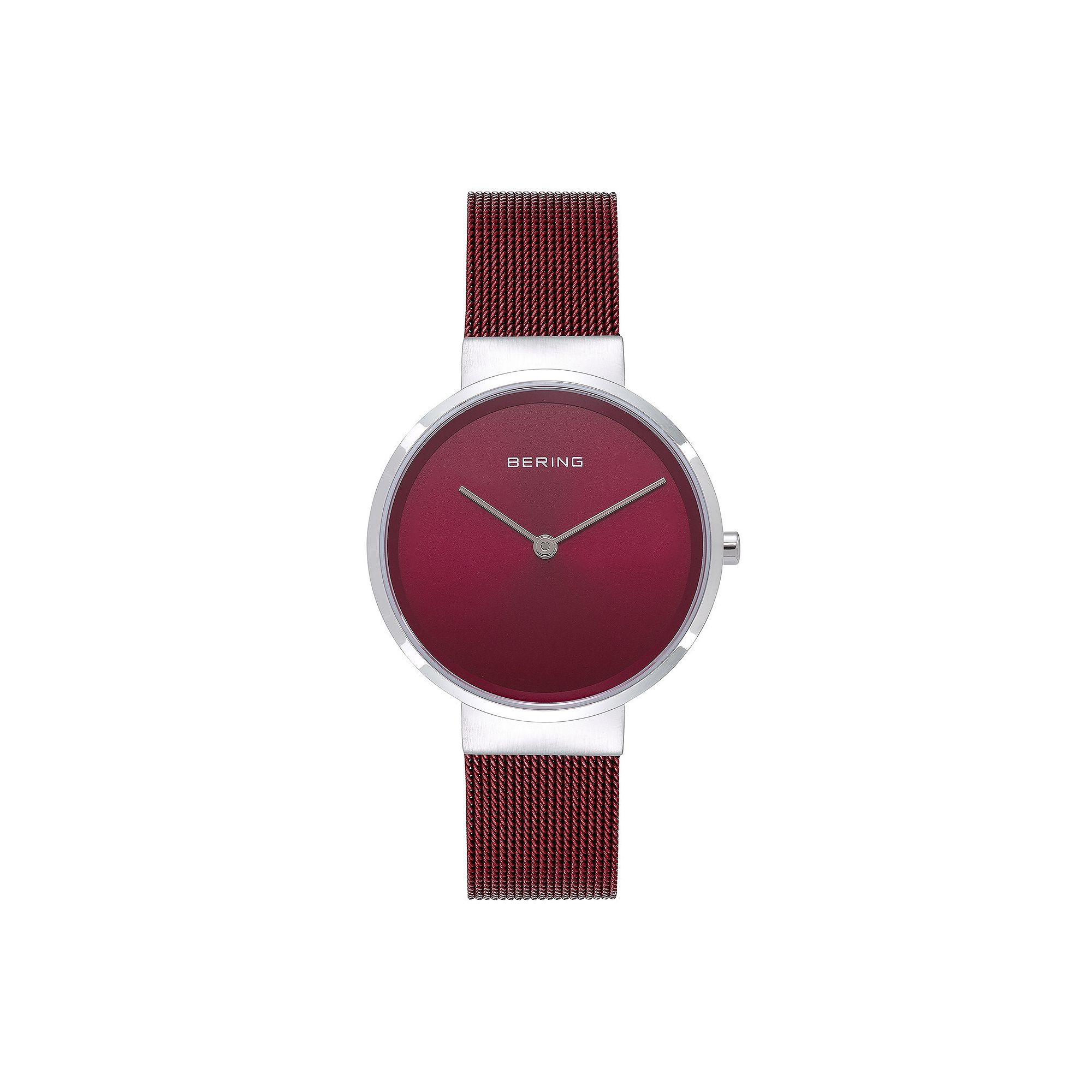 BERING Womens Classic Red Stainless Steel Mesh Watch - 14531-303, Size: Me