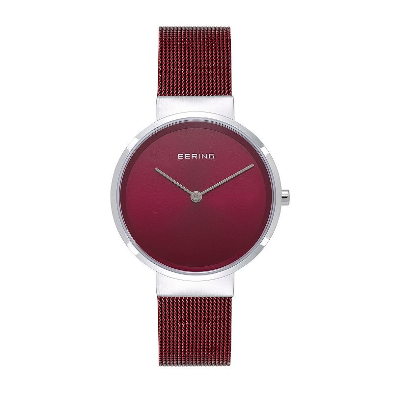 BERING Womens Classic Red Stainless Steel Mesh Watch - 14531-303, Size: Me
