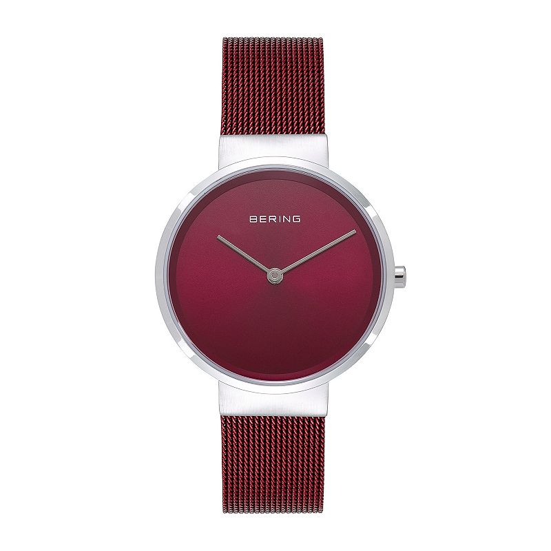 BERING Women's Classic Red Stainless Steel Mesh Watch - 14531-303, Size: Medium