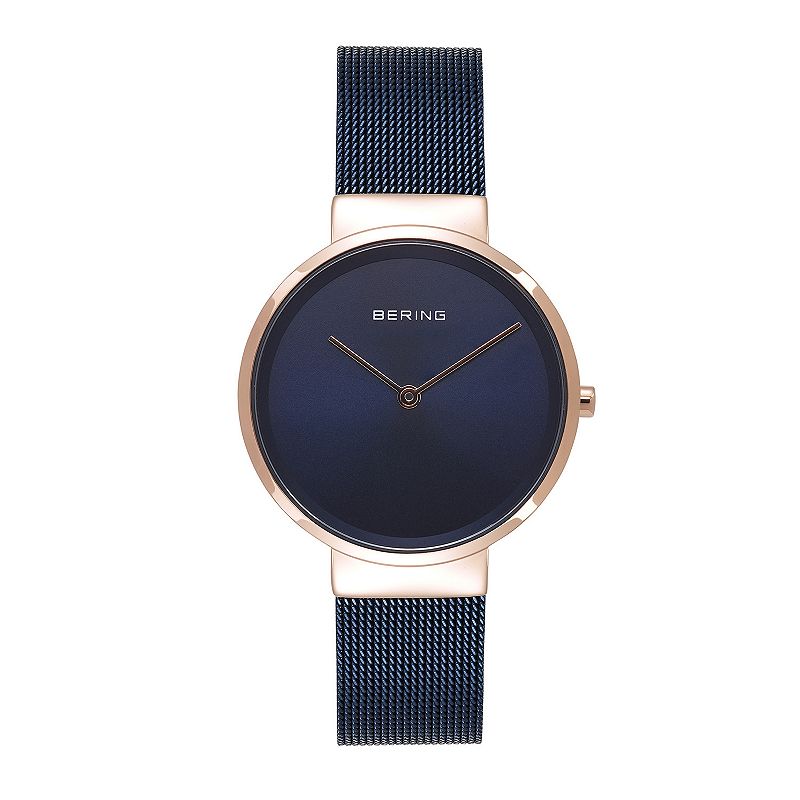 BERING Women's Classic Blue Stainless Steel Mesh Watch - 14531-367, Size: Medium