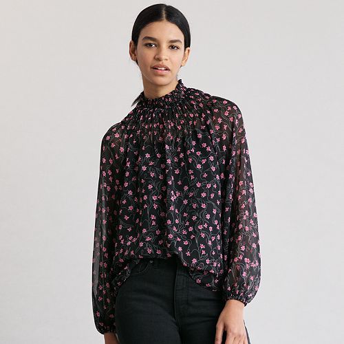 Women's Elizabeth and James High-Neck Smocked Top