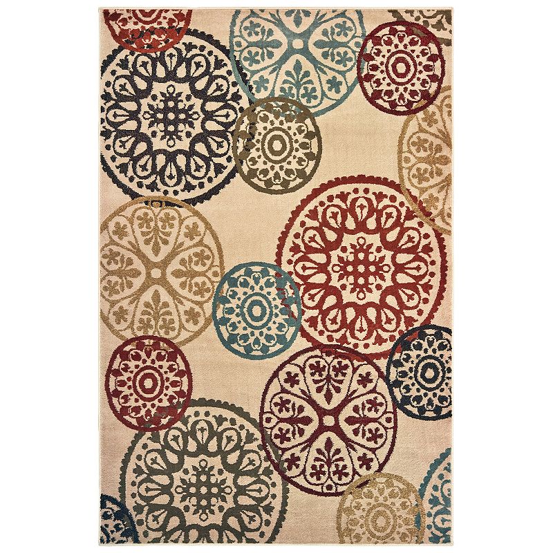 StyleHaven Laryann Floating Medallions Rug, Beig/Green, 5X7 Ft