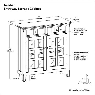 Simpli Home Acadian Rustic Entryway Hallway Storage Cabinet