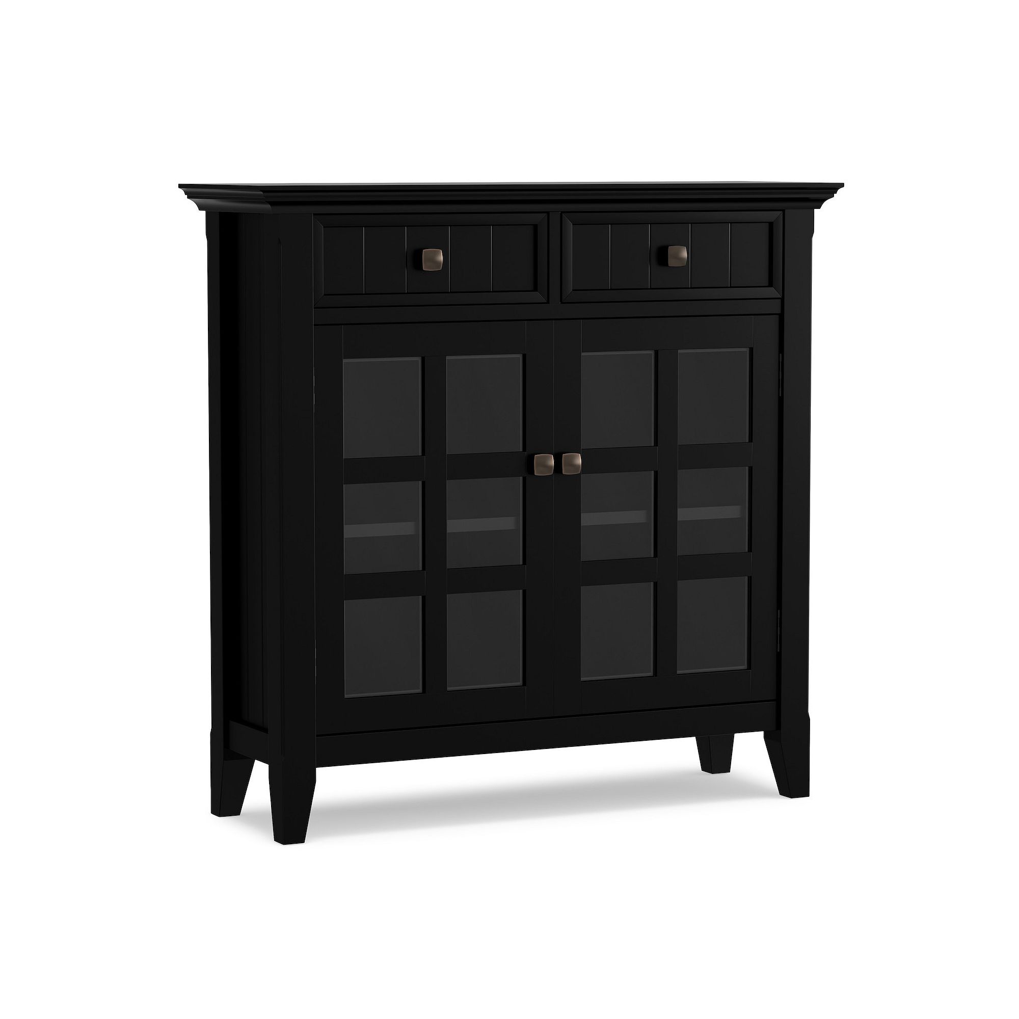 Simpli Home Acadian Rustic Entryway Hallway Storage Cabinet, Black