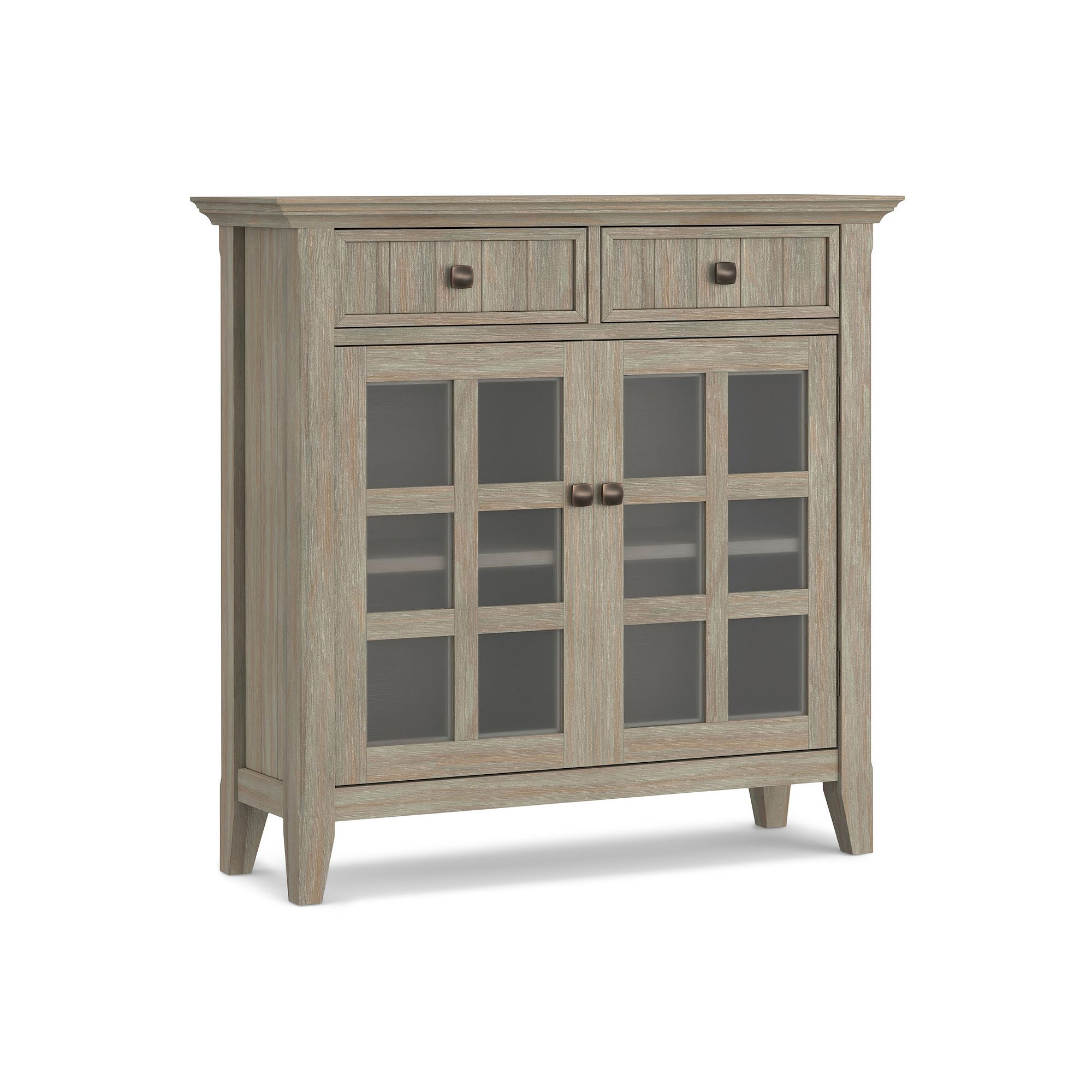 Simpli Home Acadian Rustic Entryway Hallway Storage Cabinet, Distressed Gra