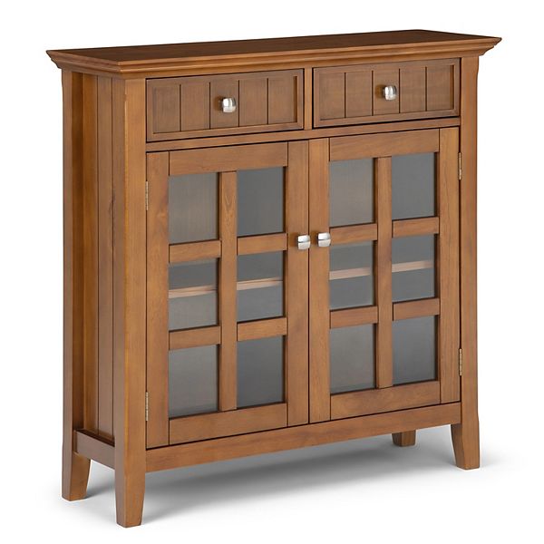 Simpli Home Acadian Wood 36" Transitional Entryway Hallway Cabinet in Light Golden Brown