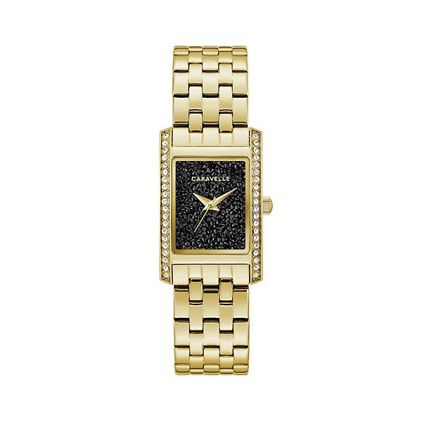 Caravelle by Bulova Women s Black Crystal Accent Gold Tone