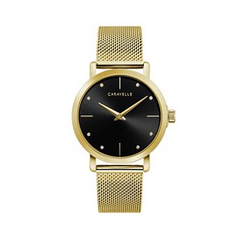 Caravelle by Bulova Women's Crystal Accent Gold-Tone Mesh Watch - 44L256