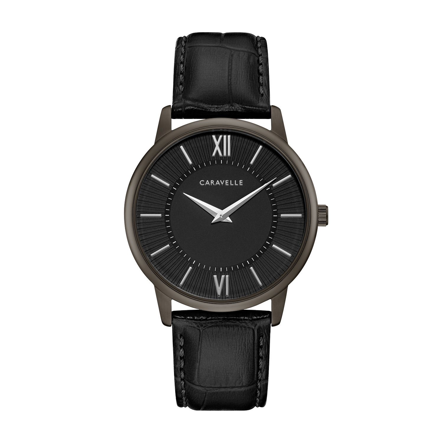 caravelle men's watch black