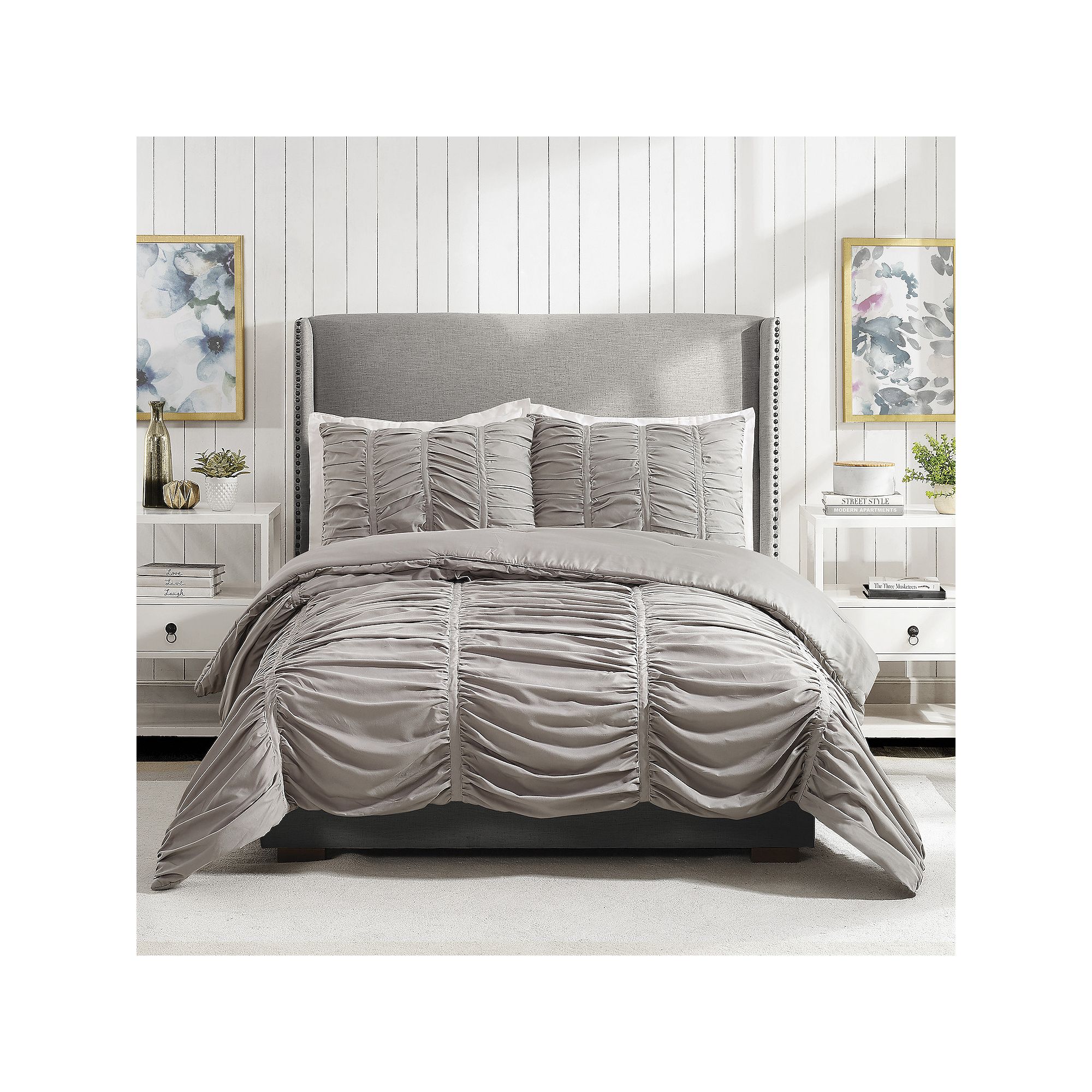 Modern Heirloom Emily Textured Comforter Set, Gray