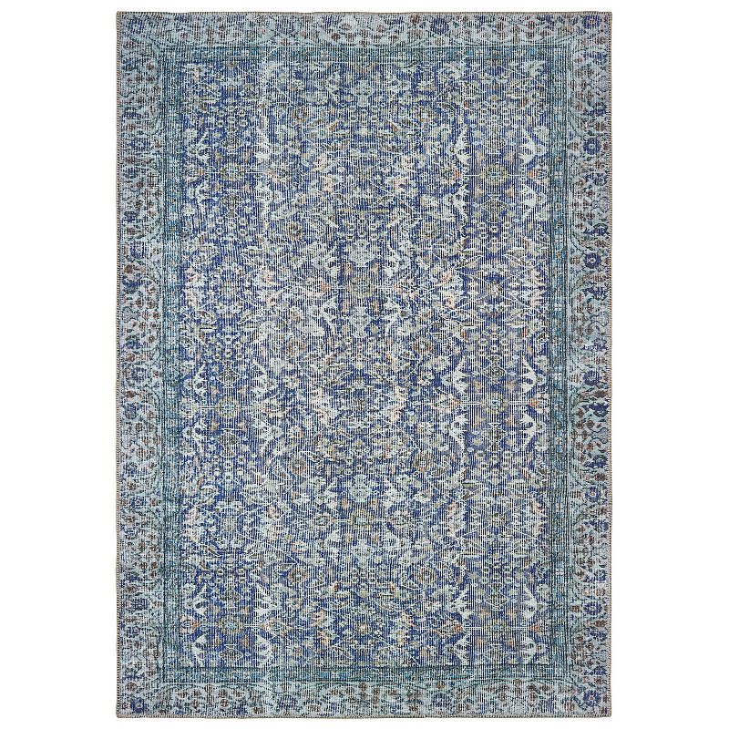 StyleHaven Season Distressed Border Rug, Blue, 8X11.5 Ft