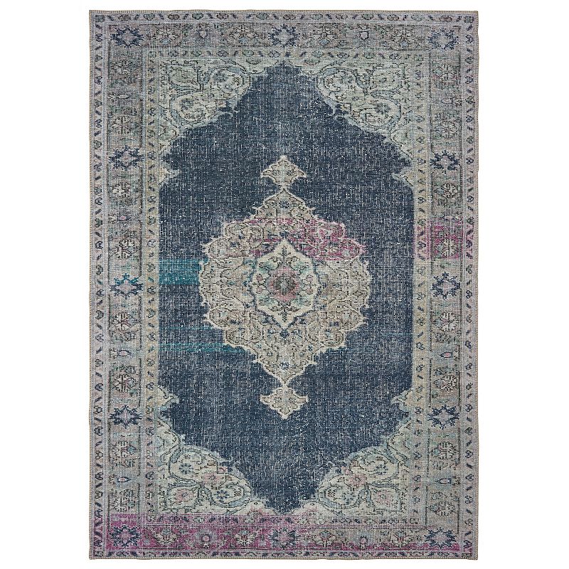 StyleHaven Season Border Medallion Rug, Blue, 4X6 Ft