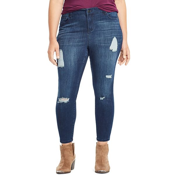 Plus Size East Adeline by Dia & Co Distressed Skinny Jeans