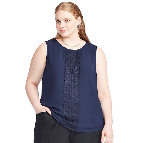 Plus Size East Adeline by Dia&Co Lace Trim Shell Tank