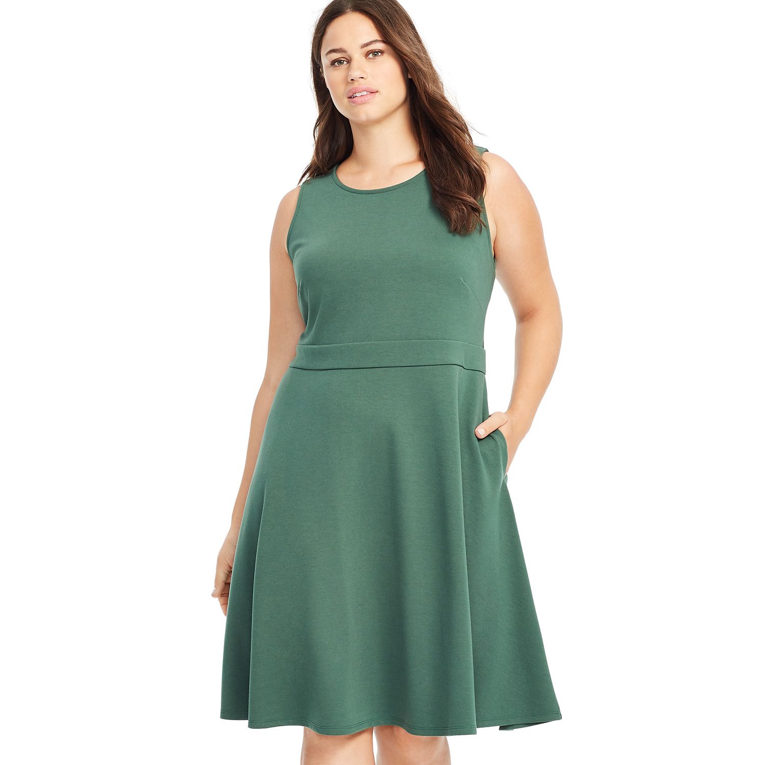 forest green fit and flare dress