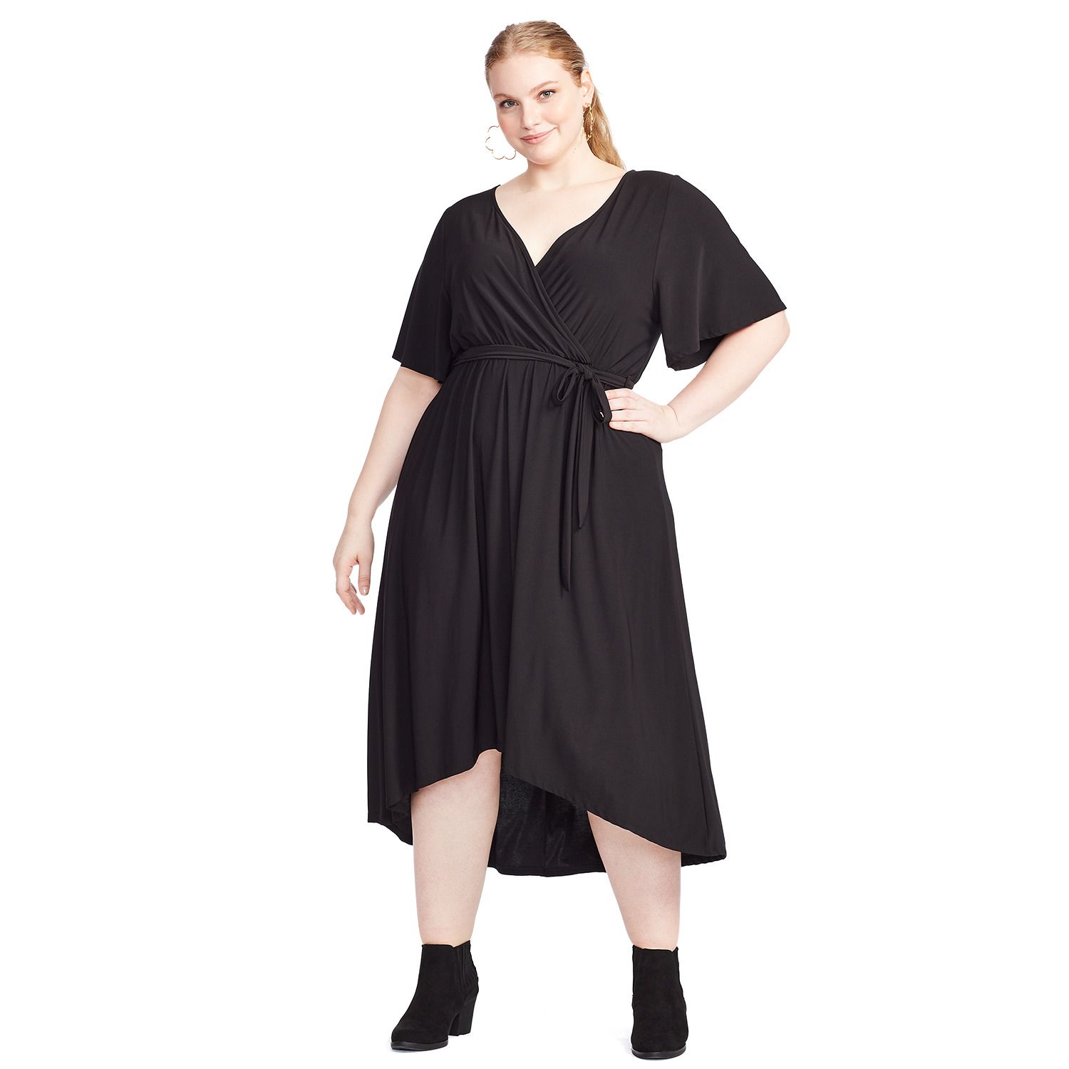 plus size high low dress with sleeves