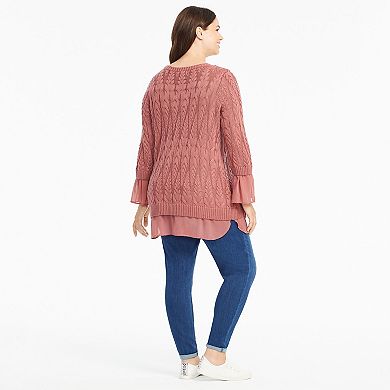 Plus Size East Adeline by Dia&Co Mixed Media Sweater