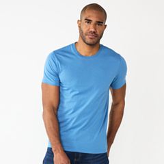 Hanes Comfort Blend Three Button Blue T-Shirt Large L - Gem
