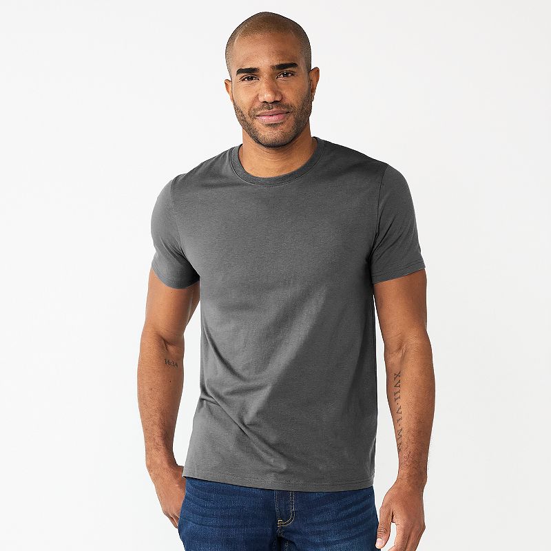 Mens Sonoma Goods For Life Supersoft Crewneck Tee, Size: Small, Dark Grey