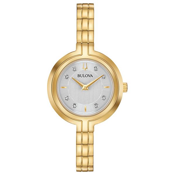 Bulova Women's Rhapsody Diamond Accent Gold-Tone Stainless Steel Watch ...