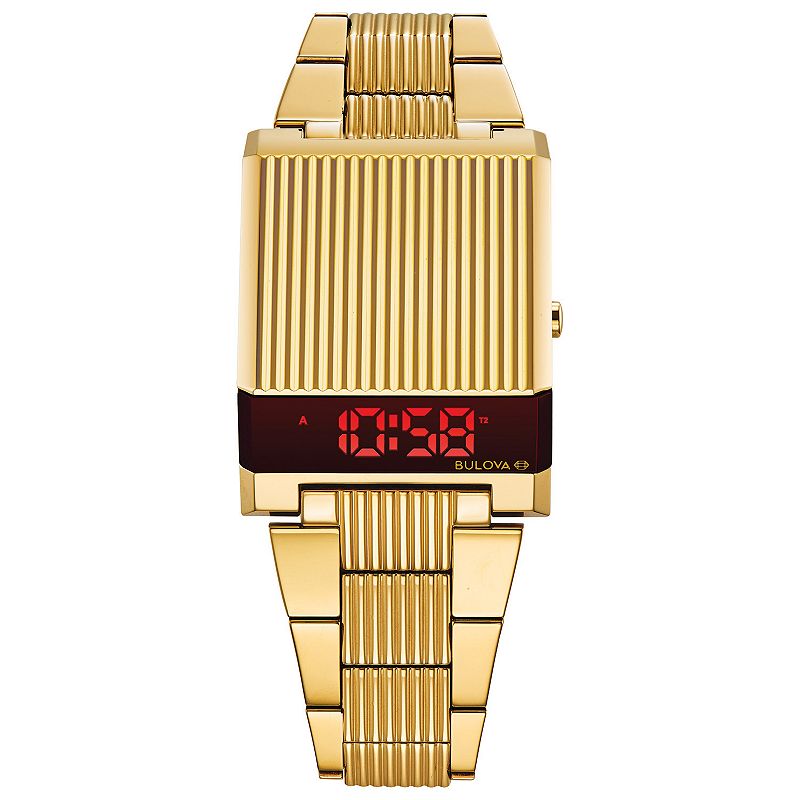 Bulova Men's Computron Gold-Tone Stainless Steel Digital Watch - 97C110, Size: Medium, Gold Tone