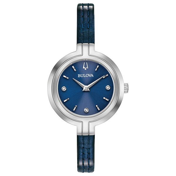 Bulova Womens Rhapsody Diamond Accent Leather Watch - 96P212 - Blue
